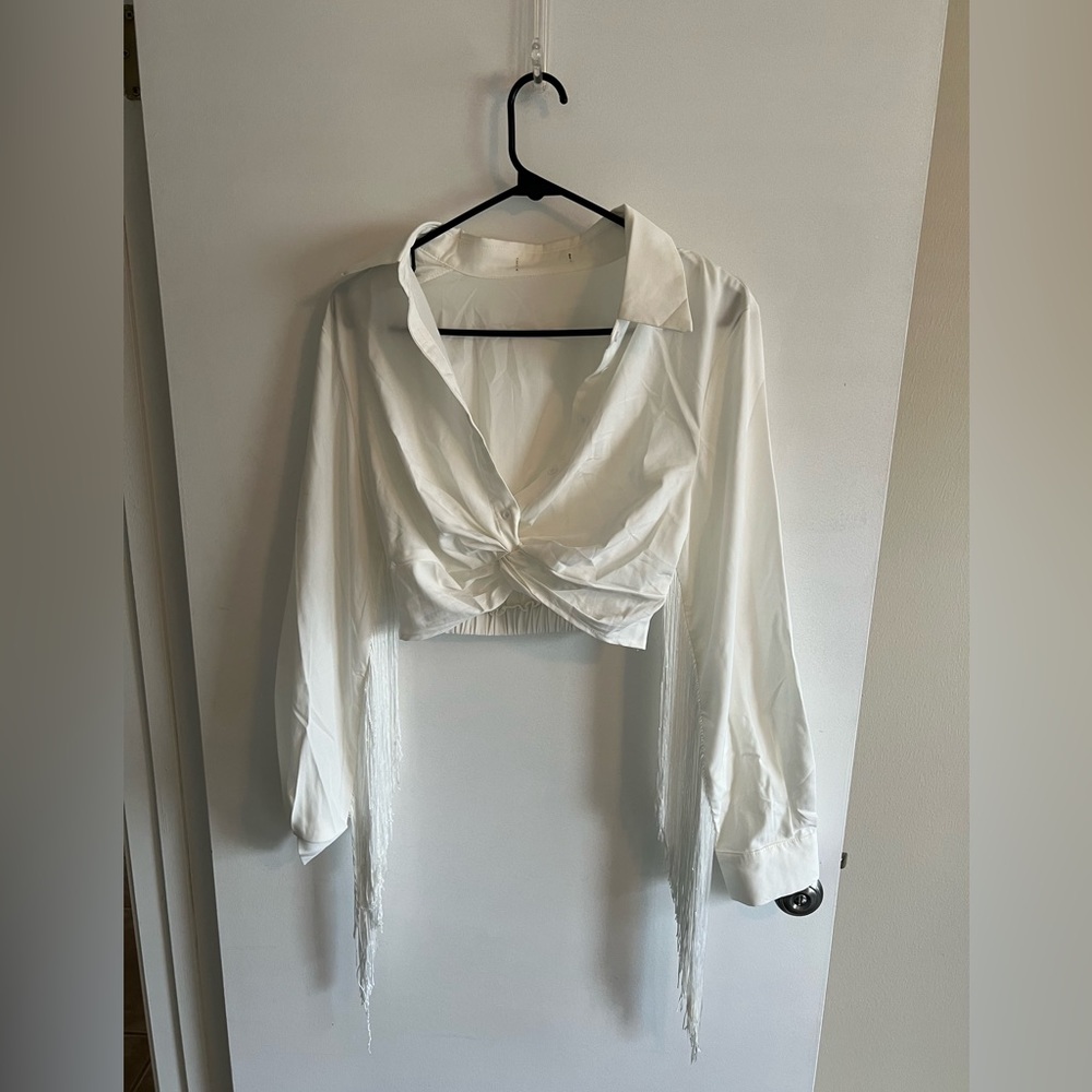 Fringe Sleeved Sexy Cowgirl Crop Top
